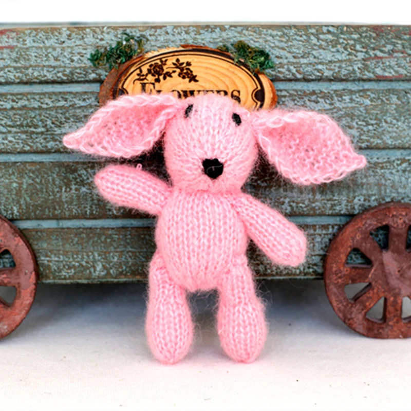 Newborn prop toy teddy bear knitted Bear toy for Photo props Crochet Mohair Animal Stuffed Christmas Gift Crochet Pig