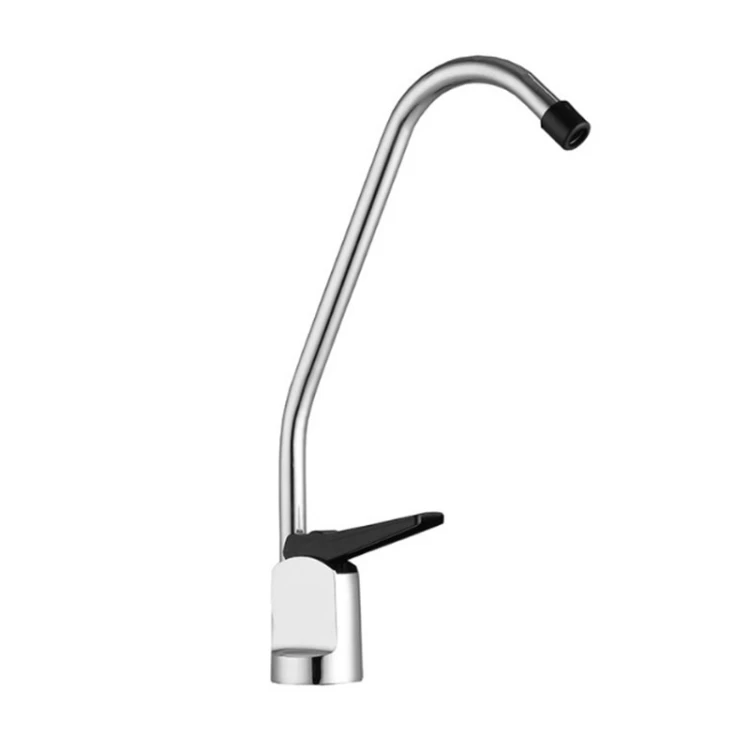Wholesale Kitchen Water Purifier Copper Single Cold Basin Gooseneck Shape Faucet(Silver)