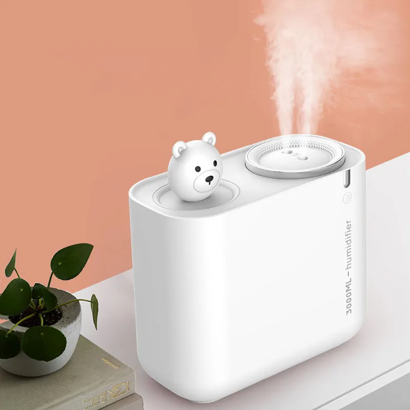 3L H2O Ultrasonic Mist Maker Desktop Humidificador Cute Bear Rainbow Colorful LED Personal Space Air Humidifier
