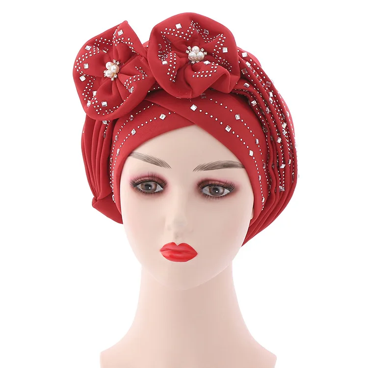 Head Wrap Women Turban African Pattern Headwrap Beanie Pre-Tied Bonnet