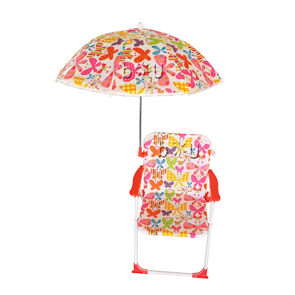 2024 Outdoor Furniture Beautiful Girl Folding Beach Chair Kids Beach Chair With Umbrella for Rabbit design