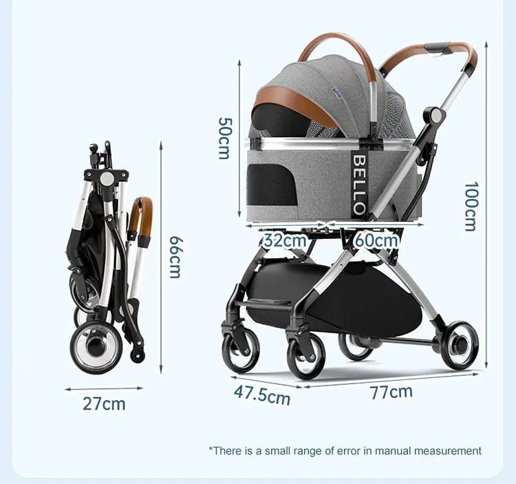 OEM Outdoor Detachable Washable Multifunctional Luxury Pet Stroller Portable Foldable Travel