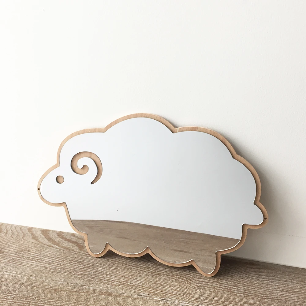 Funlife Cartoon sheep hanging dressing mirror INS style 3D Acrylic Children Room Decorative Mirror