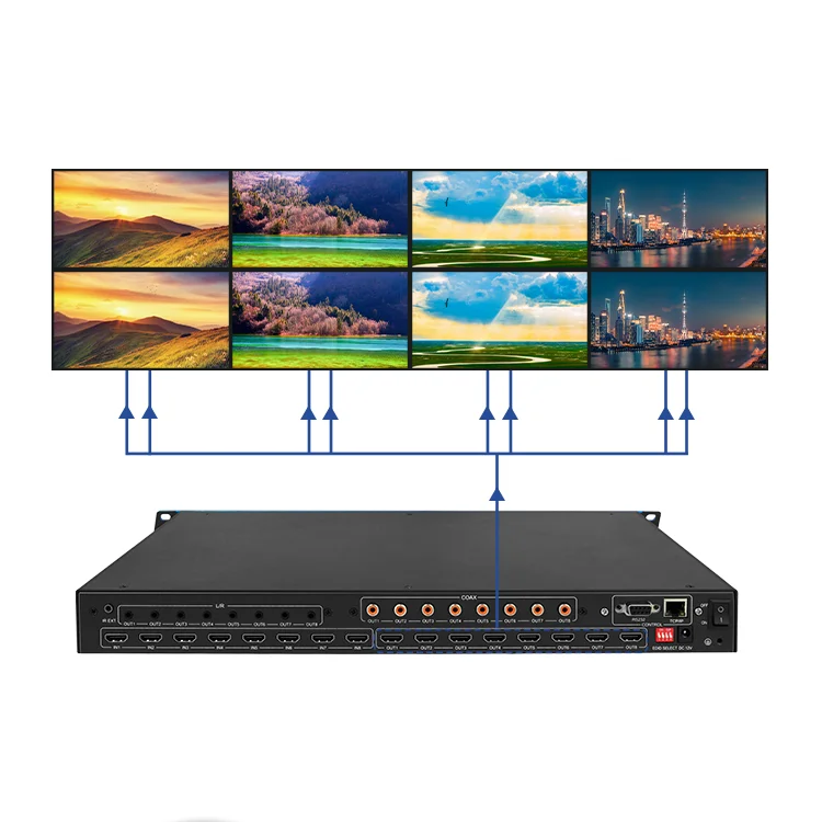 8 input 8 output Multi-function 2x4 4x2 hdmi switch splitter hdmi audio display matrix hdmi switch 4k