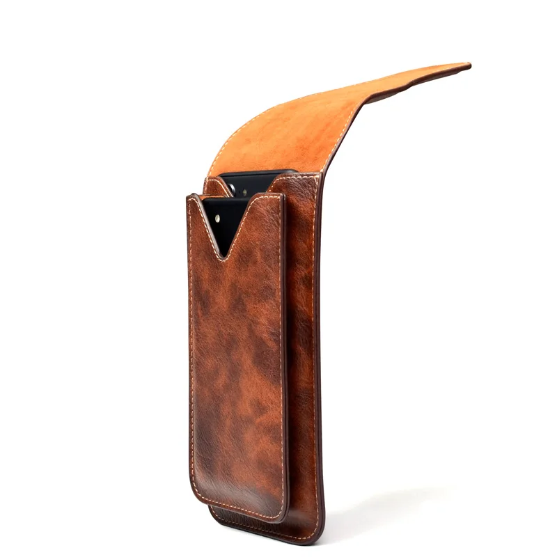 ya200 Wholesale Mens PU Leather Phone Holster Holder Pouch for Belt Mobile Phone Protective Case Phone Waist Bag