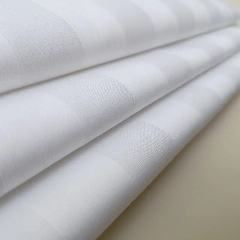 Hotel sheet cotton extra wide width fabric for bedding sateen stripe 0.5cm 1cm 3cm