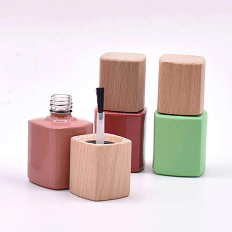 Custom High Quality Colorful Glass Empty Square Uv Gel Bottle Nail Polish