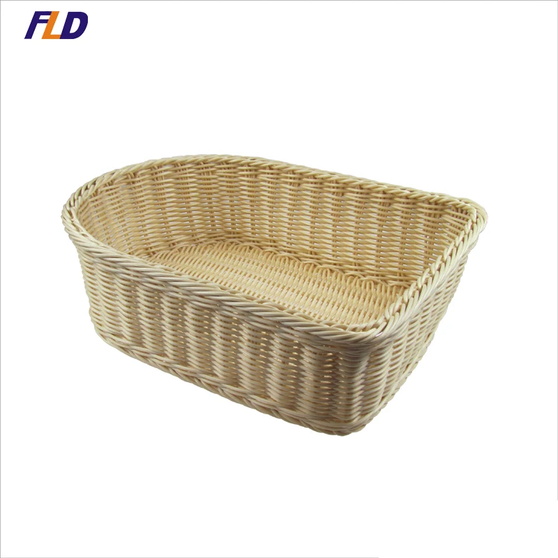 Customized Food Woven Plastic Rattan Wicker Storage Bread Fruit Vegetable Display Basket
