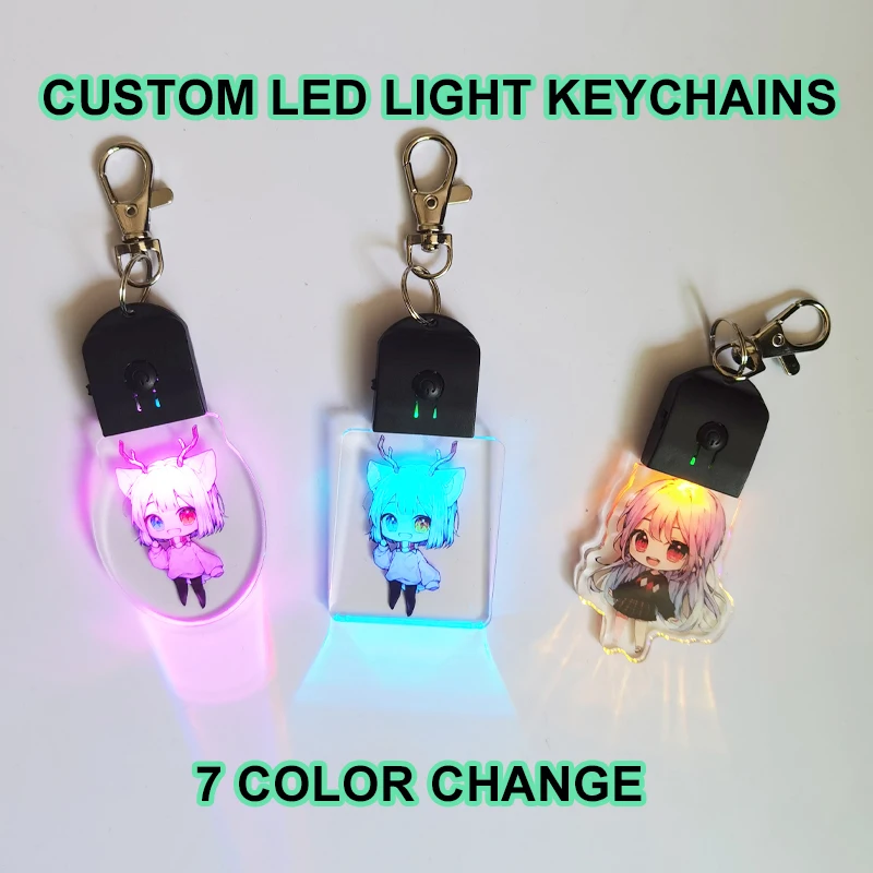Make Your Own Designer Acryl Keychain Custom Double Sided Printed Clear Heart LED Light Acrylic Keychains