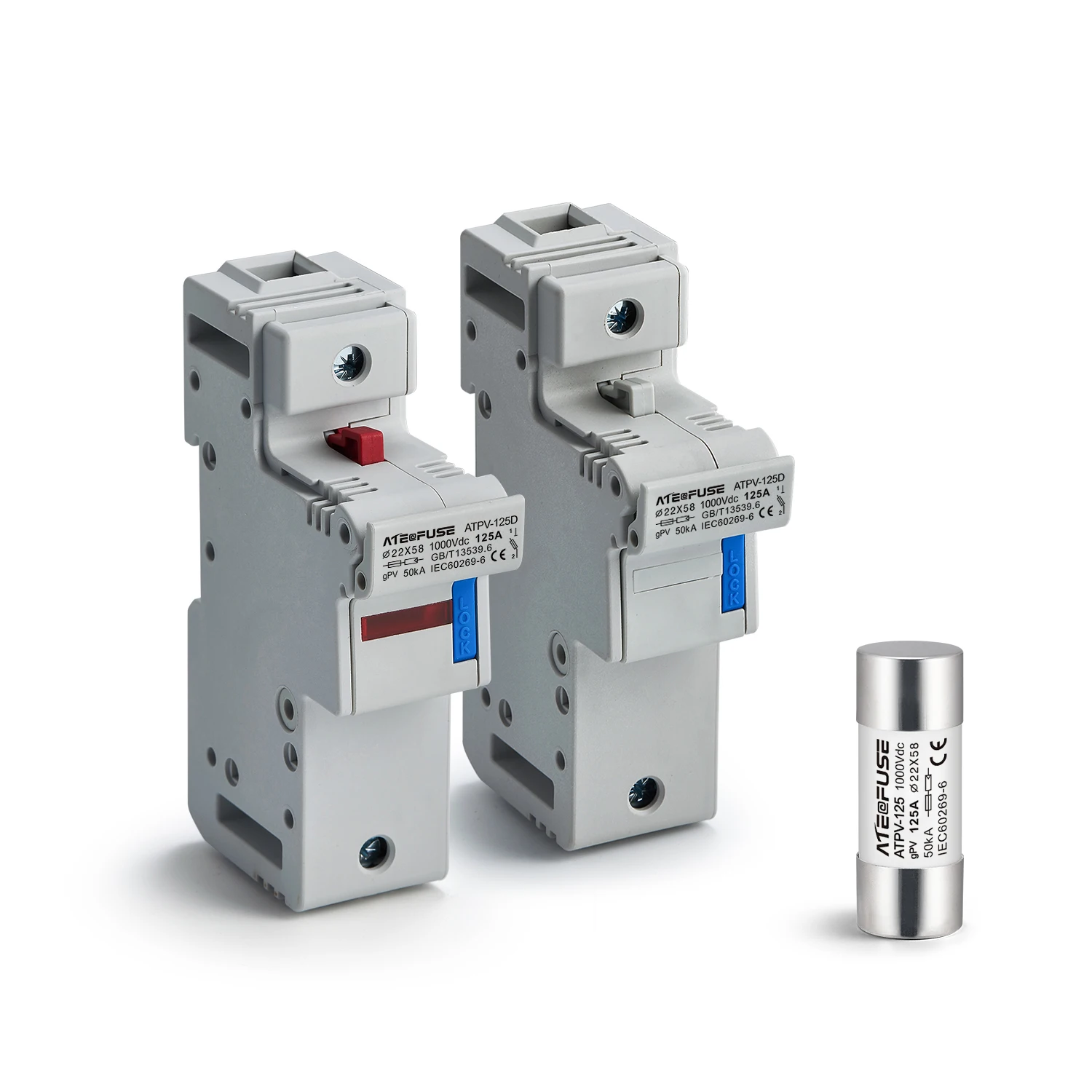 1000V DC 125A gPV Fuse link 22x58mm  ATPV-125 Din Rail Solar PV Fuse Holder