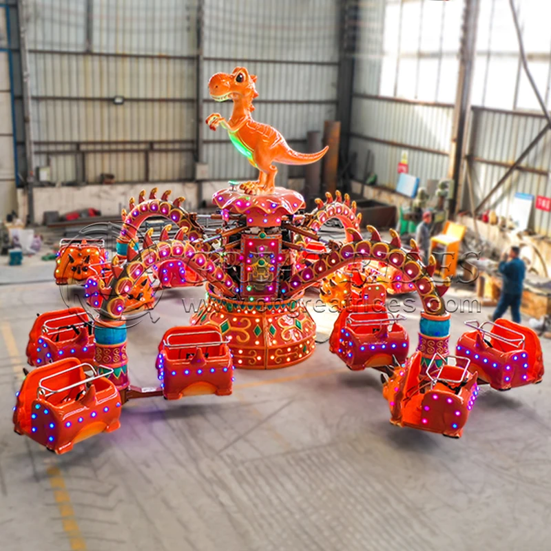 Outdoor Playground  Amusement Equipment 24 persons Rotating Dinosaur Machine For Sale