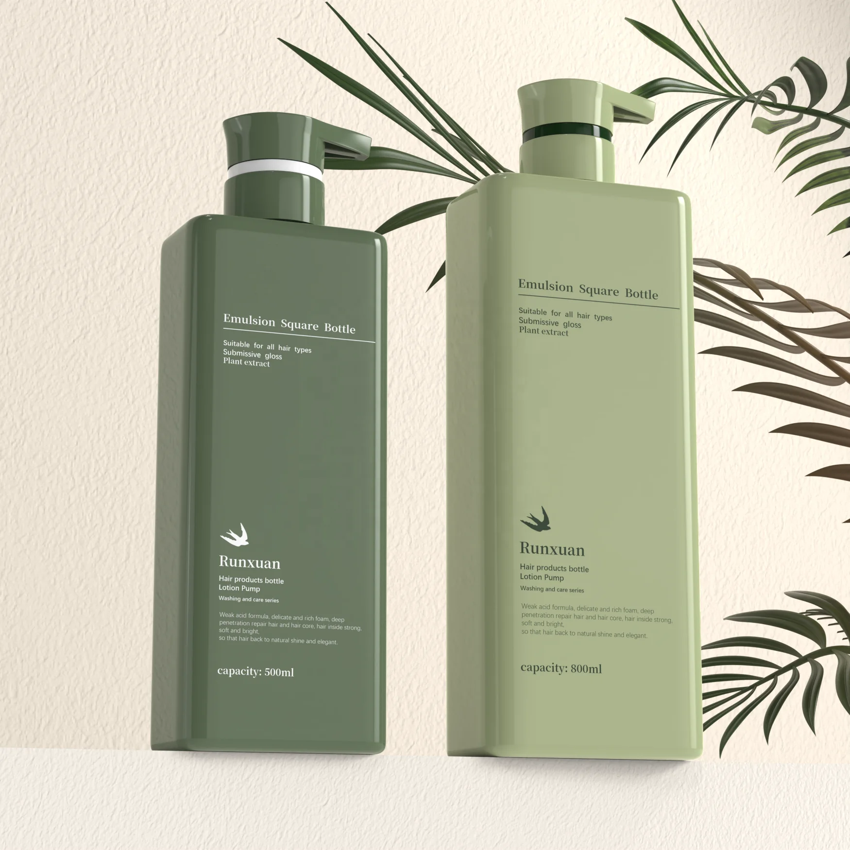 800ml Luxury Cosmetic Packaging 500ml PET Plastic Shampoo Bottle Liquid Hand Wash Body Lotion Frosted Pump Bottles for Skin Care