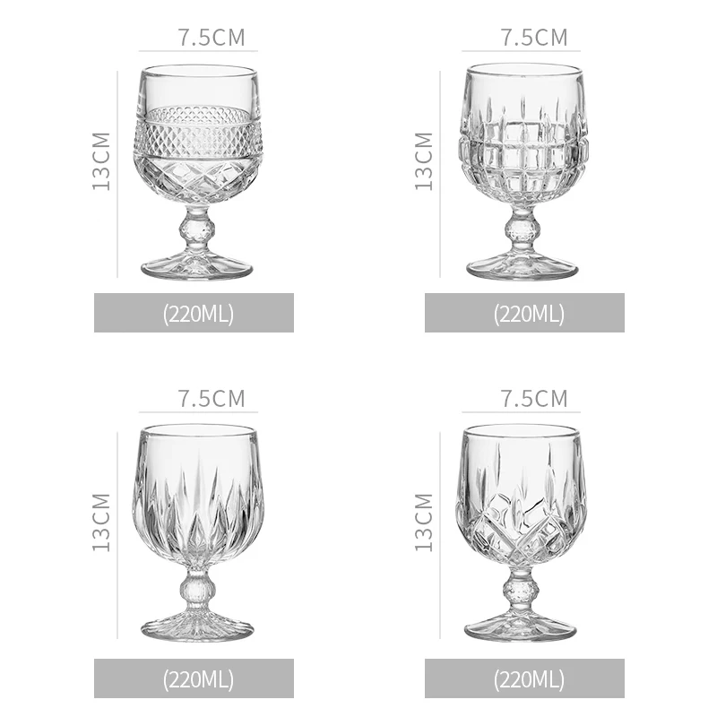 Embossed goblet Champagne Flutes Wine goblet Cup unique diamond Crystal red wine glass