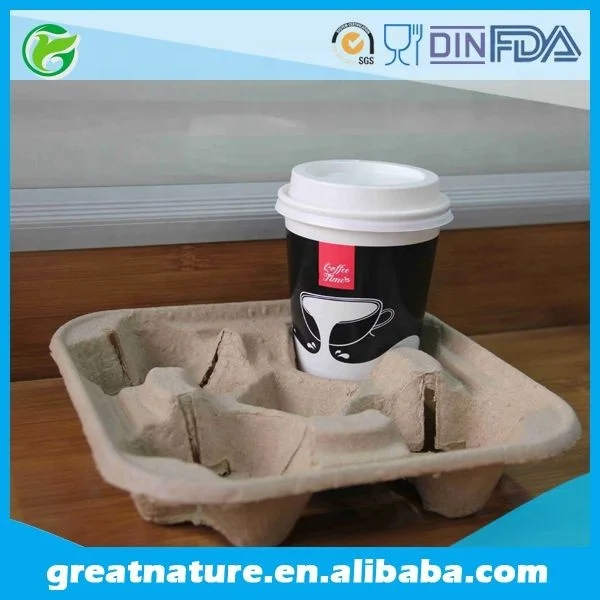 Eco-friendly Disposable Take Away Coffee Drink Carrier Cup Holder Corrugated Cardboard Paper 2 Coffee Cups Holder