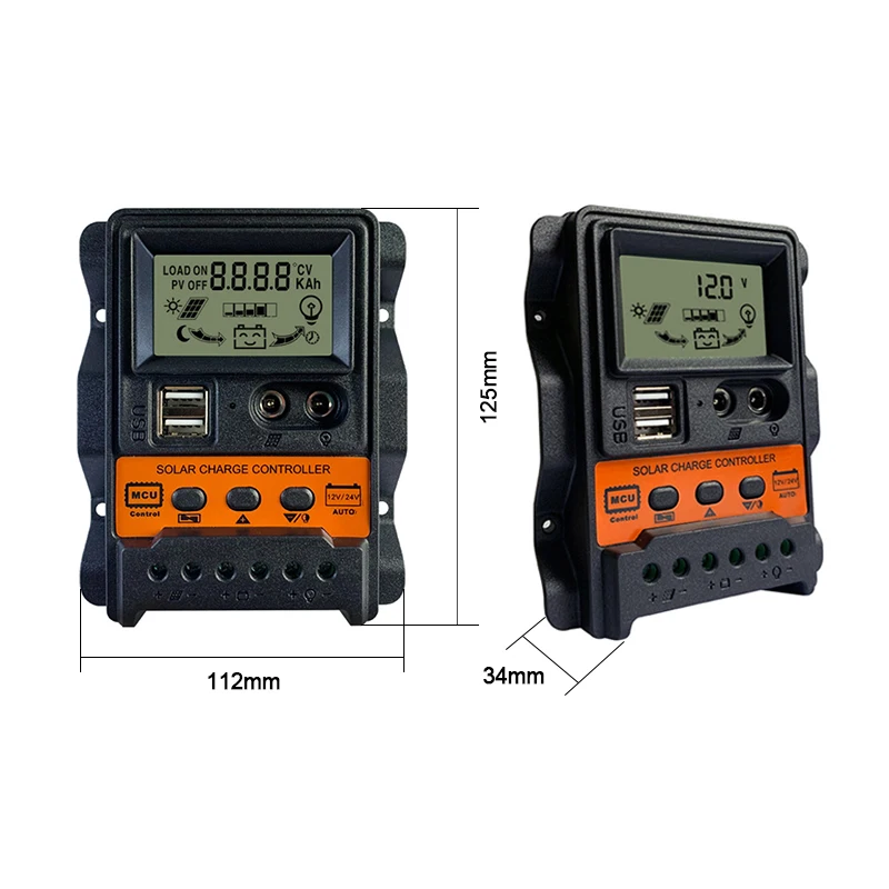 Dual DC Current Display 12V/24V Auto 10A 20A 30A Solar power Charger Solar Controller