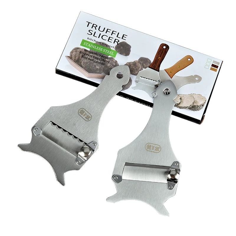 Fubin truffle knife with wooden handle Stainless steel chocolate cheese planer scraper ultra thin slice black and white truffle