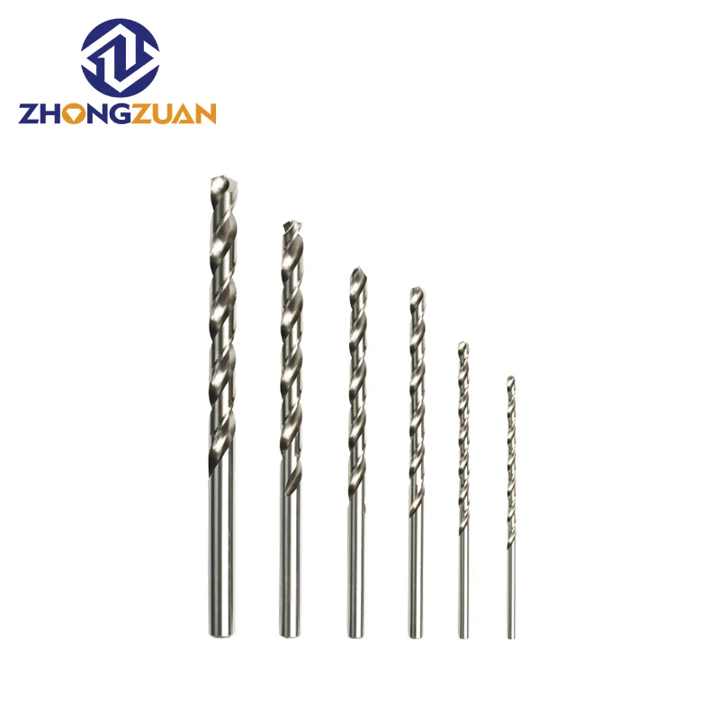 Zhongzuan Customized 0.8-20mm DIN340 Hss 4241/4341/6542(m2) long straight shank twist drill for metal drilling