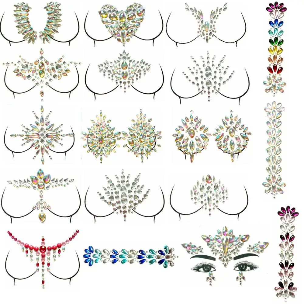 
non-toxic face jewels body jewels chest jewels tattoo sticker for christmas party 
