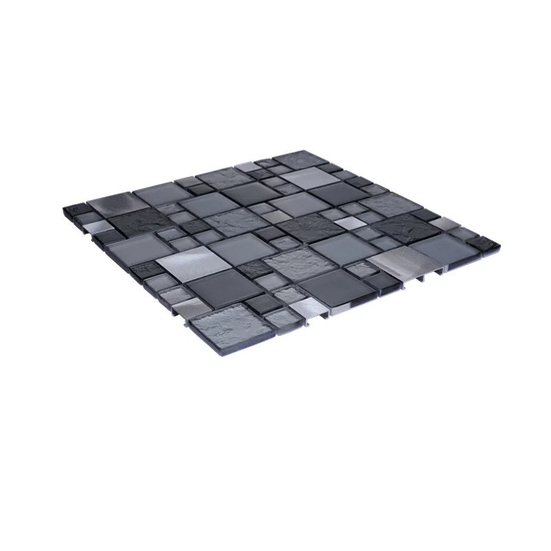 Wholesale factory wall decoration 3D metal mixed Glass Mosaic for Kitchen Backsplash Tiles