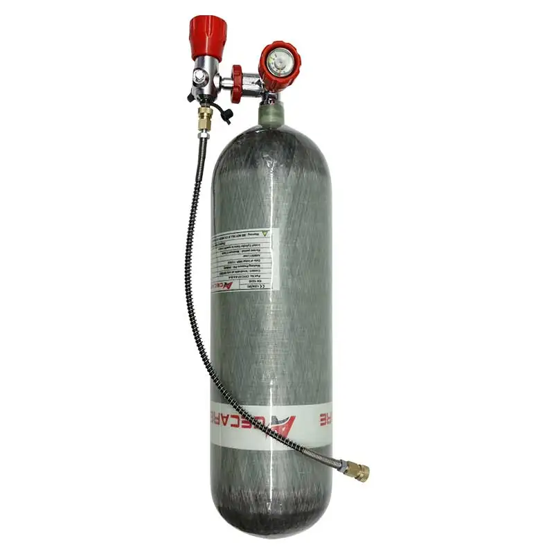 Acecare 6.8L CE 300Bar Paintball Gas Cylinder with Red Gauge Valve and Filling Station
