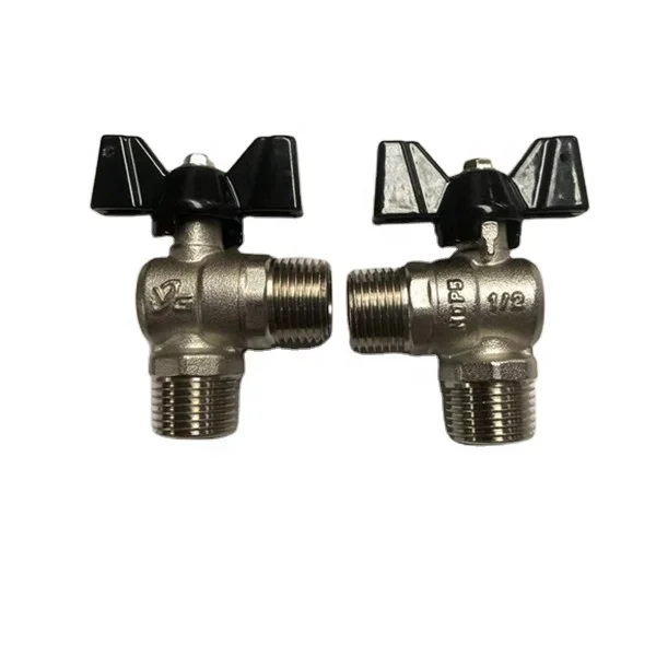 PN20 Brass Angle Gas Valve 1/2 inch NPT Threaded TF butterfly Black Handle Brass Angle Ball Valve