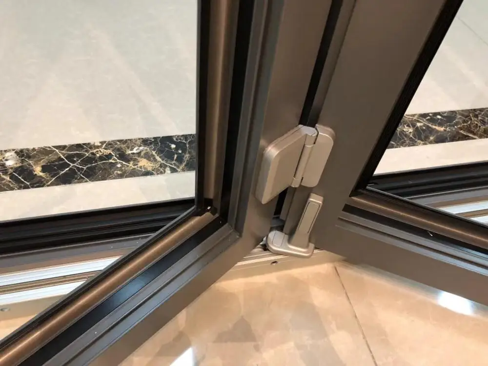 Soundproof thermal break wooden color Luxury Exterior Patio Lowes Glass Accordion Aluminium Bi-fold Doors