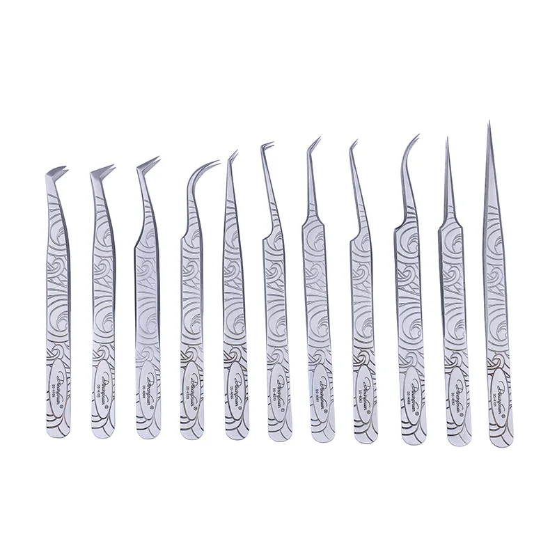 DancingSwan Stainless Steel Volume Individual Lash Tweezers Diamond Grip Eyelash Extension Tweezers Tools