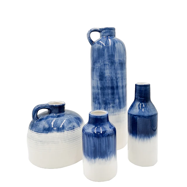 
Hot sale blue and white ceramic flower vases for home decor 