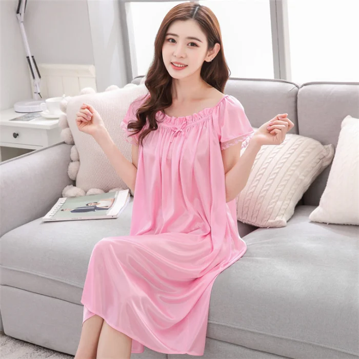 New women clothes  8 colors  cute nighty Wholesale Chinese short Sleeve Women night  Pajamas dress  high quality  nightgown