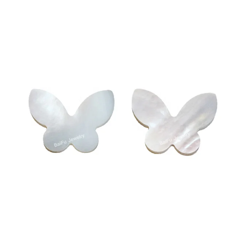 Wholesale price double sides flat natural butterfly white shell