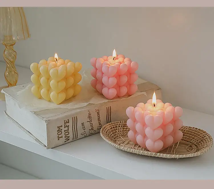 TS 2023 Ins Home Decor Round Magic 3D Cube Stock Aromatherapy Soy Wax Fragrance Scented Candles