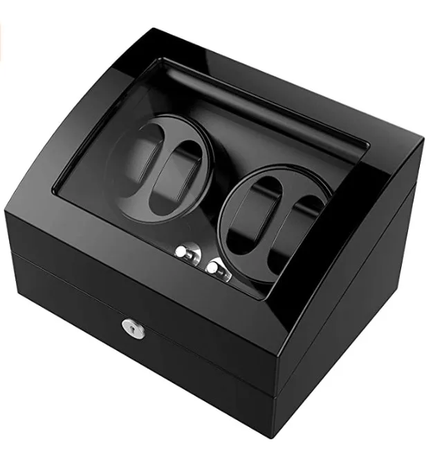 Watch winder for automatic watches wood shell piano paint exterior with pillows