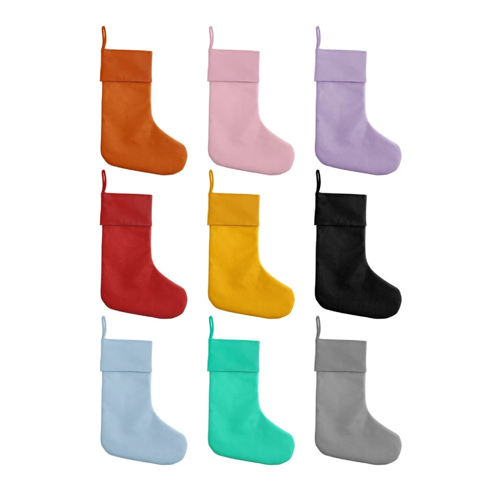 Sublimation Blank Solid Sock Linen Fabric Candy bags for Christmas Decorations Gift Custom Logo Clown Shoes Christmas Socks