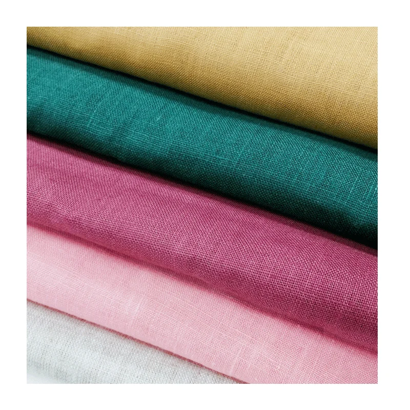 100% Pure Linen Fabric Plain Dyed for Garment Clothing Women and Men Clothes Shirts Pants