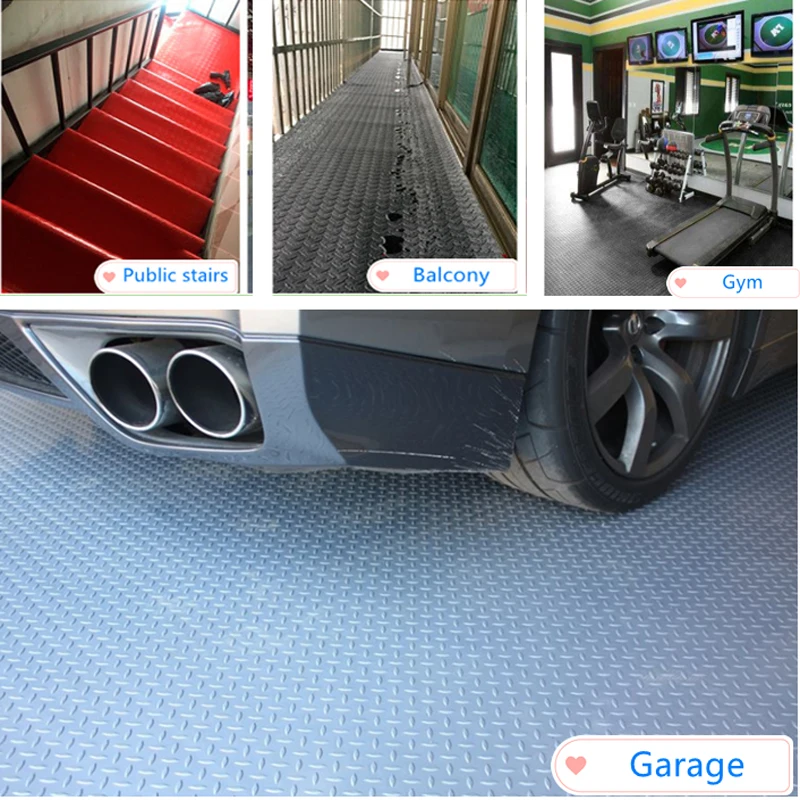 Wholesale good quality 3mm~5mm thick black and colors soft outdoor Garage Diamond Plate Non slip floor Rubber mats roll