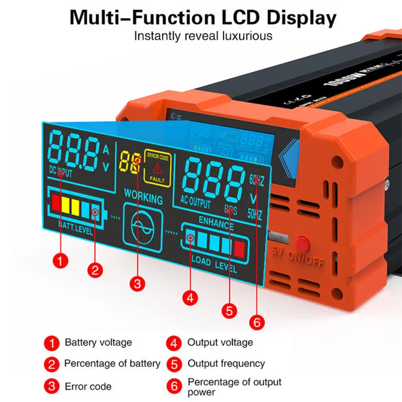 Famlinkpower Dc To Ac 12v 24v 48v To 110v 220v  Off Grid Pure Sine Wave Power Inverter 1000w 1500w 2000w 3000w Solar Inverter