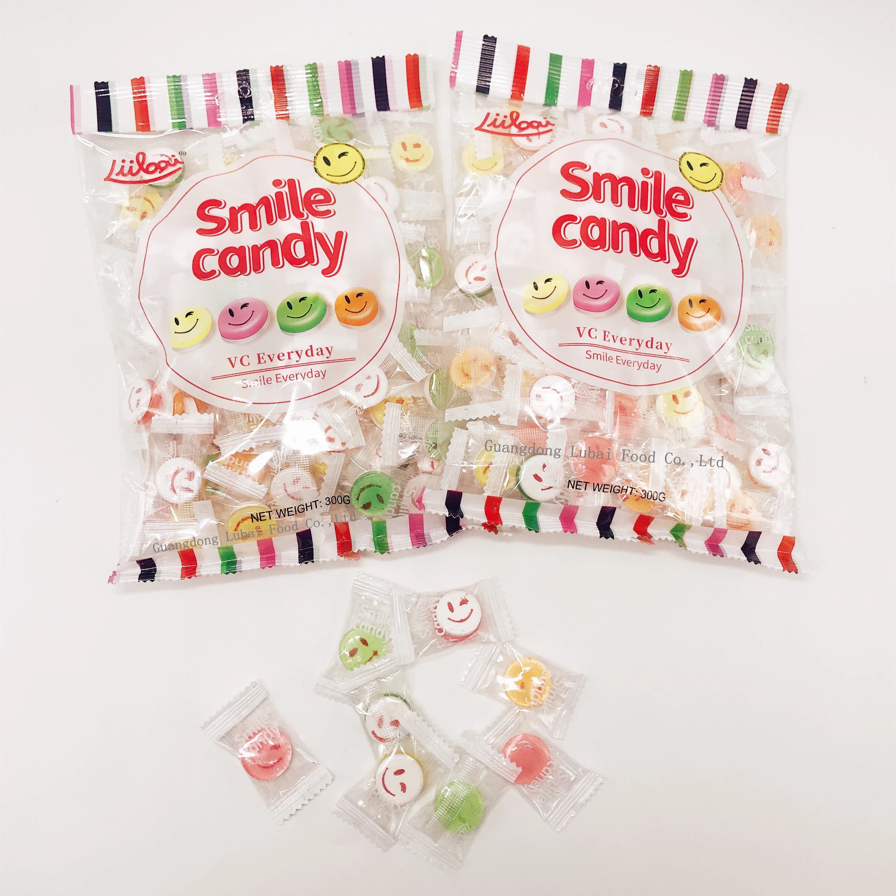 OEM Hot Sale 2 in 1 Sweet Smile Face design pressed Hard Candy