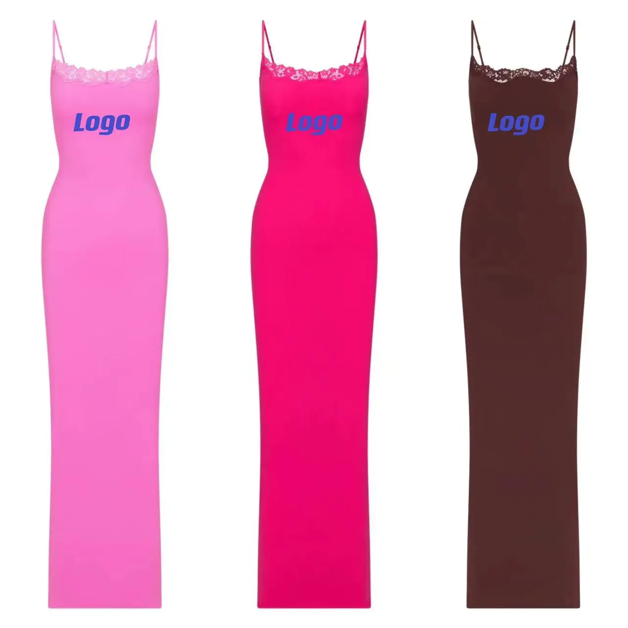 New Summer hot pink women lace long maxi slip dress 2023 easy famous brand women s clothing dupe wholesale lounge dresses