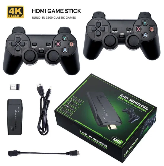 64GB 10000+ Games PS1 Emulator 2.4G Wireless Gamepad Controller TV Stick HD 4K Player M8 Video Game Console