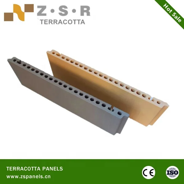 Ventilated facade structural clay tiles , Terracotta fasade decorative panels , lightweight curtain wall brick panels