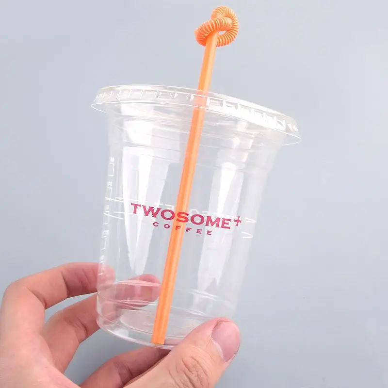 Custom Logo PET 20OZ Clear Plastic Cups With Flat&Dome Lids Juice Cups Mile Shake Cups