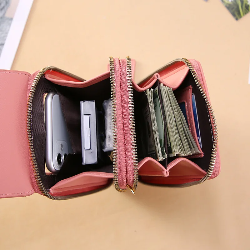 Small size Touch Screen Cell Phone Purse Crossbody Shoulder Strap Handbag leather wallet for women purse mobile phone bags