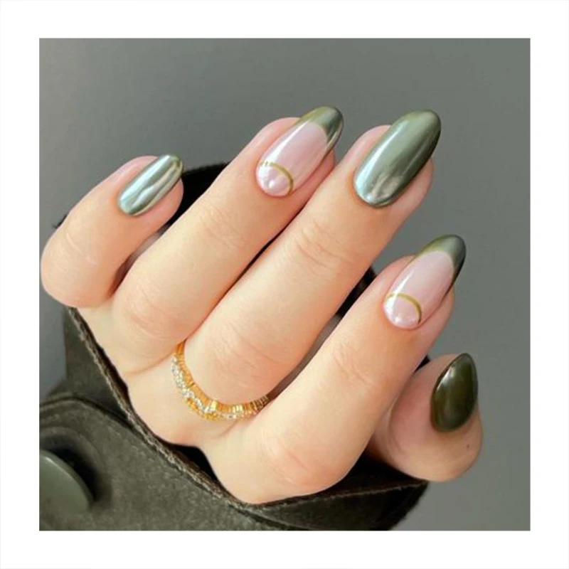 New Arrival Gradient Press On Nails Tips Pink Rainbow Stiletto Shinny Soft Gel Nails Tips Custom Logo Waterproof Fake Nails