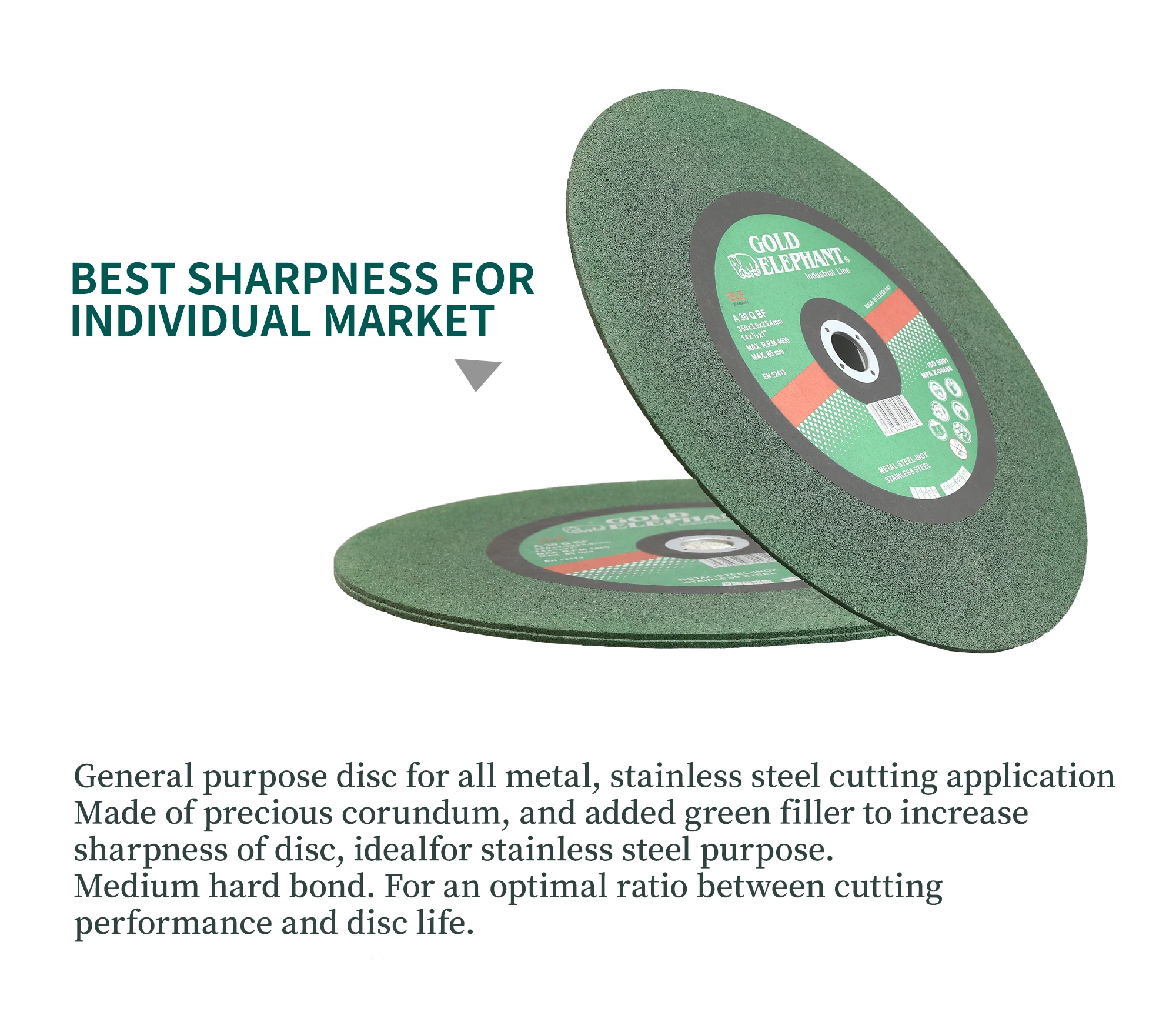 Gold Elephant manufacturer high sharpness durable iron cutting disc 12 inch 300*3.0*25.4mm metal cutting discs