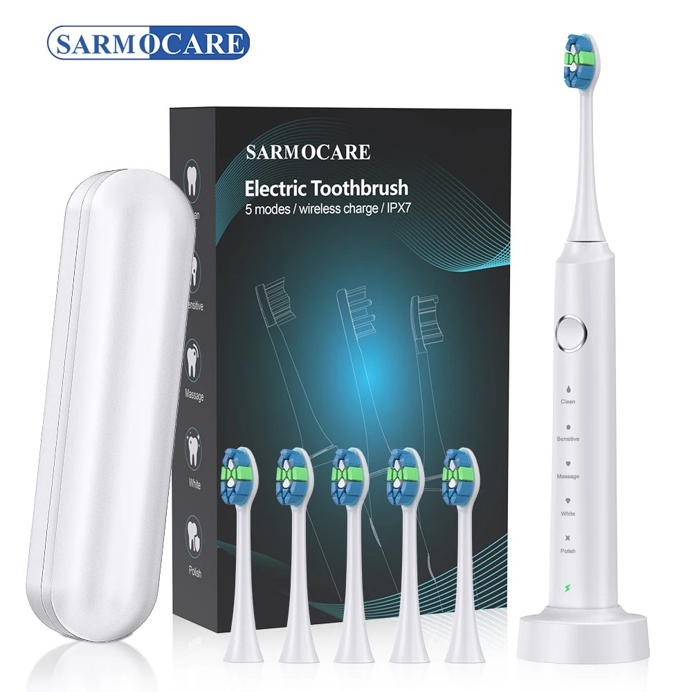 Sonic Electric Toothbrush with Travel Case 40000 VPM Deep Clean Rechargeable Toothbrushes 6 toothbrush heads tips