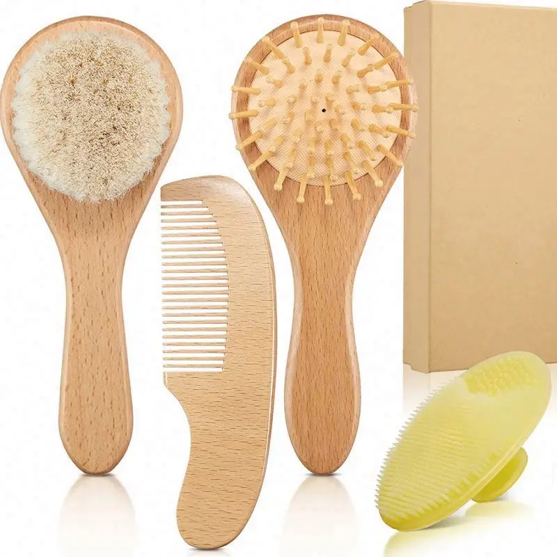 Palm Haie Toys For Child Brand Style Kid Scalp Brushbrush Babi Pack Qood Kids Comb Girl Goat Soft Wood Gair Baby Blue Hair Brush