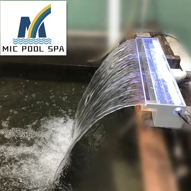 Swimming pool waterfall  With Multi-color LED water spillway swimming pool cascade fountain wall pond water curtain
