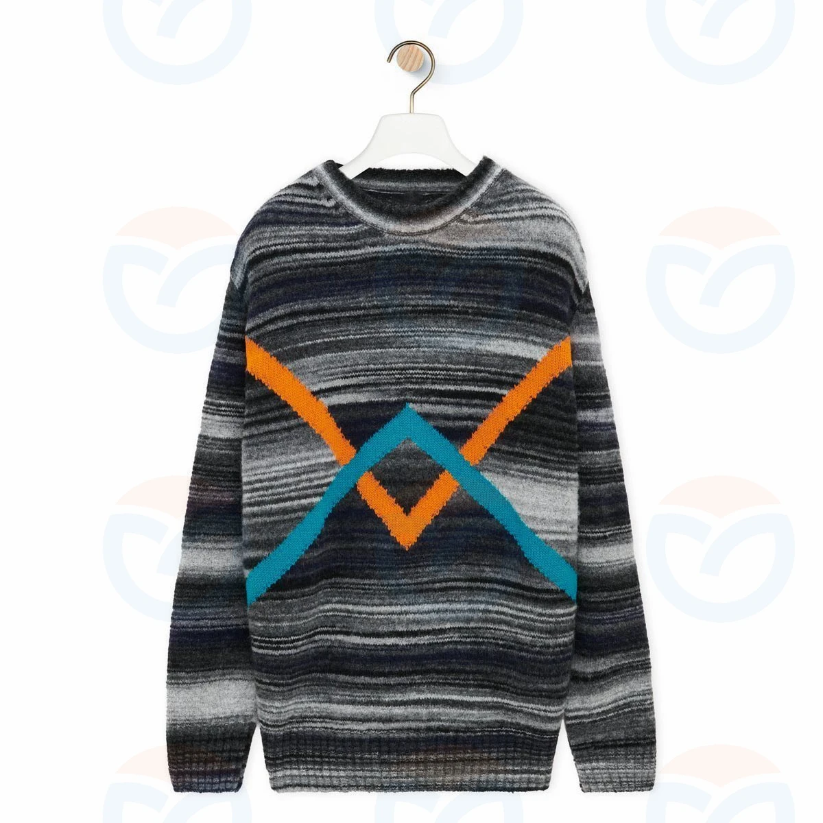 Custom OEM/ODM knit jacquard custom mohair sweater wool pullover oversized plus size knitwear sweater for men
