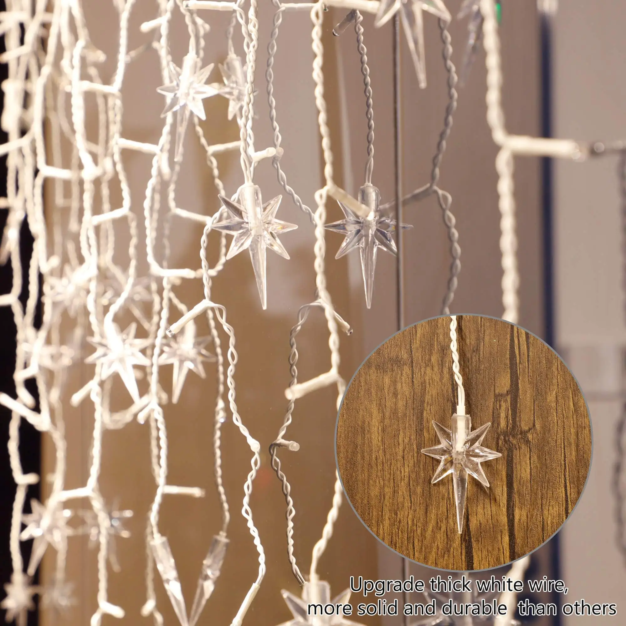 8 Modes White Wire Indoor Xmas Holiday Wedding Party Decor Curtain Lights Drops Outdoor Dripping Christmas Icicle lights