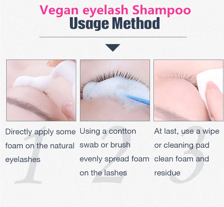 Foam Lash Shampoo kit 3 in 1 30/50/60ml Lash Bath And Cleansing Brush With Glitter Mascara Wand Cleanser Remover Lashshampoo